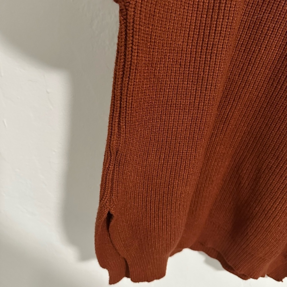 Brown Cold Shoulder Ribbed Knit Sweater – Women’s Medium, Strappy Pullover - Picture 4 of 11
